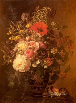 Una naturaleza muerta con flores en un jarrón griego Johan Laurentz Jensen flor Pinturas al óleo
